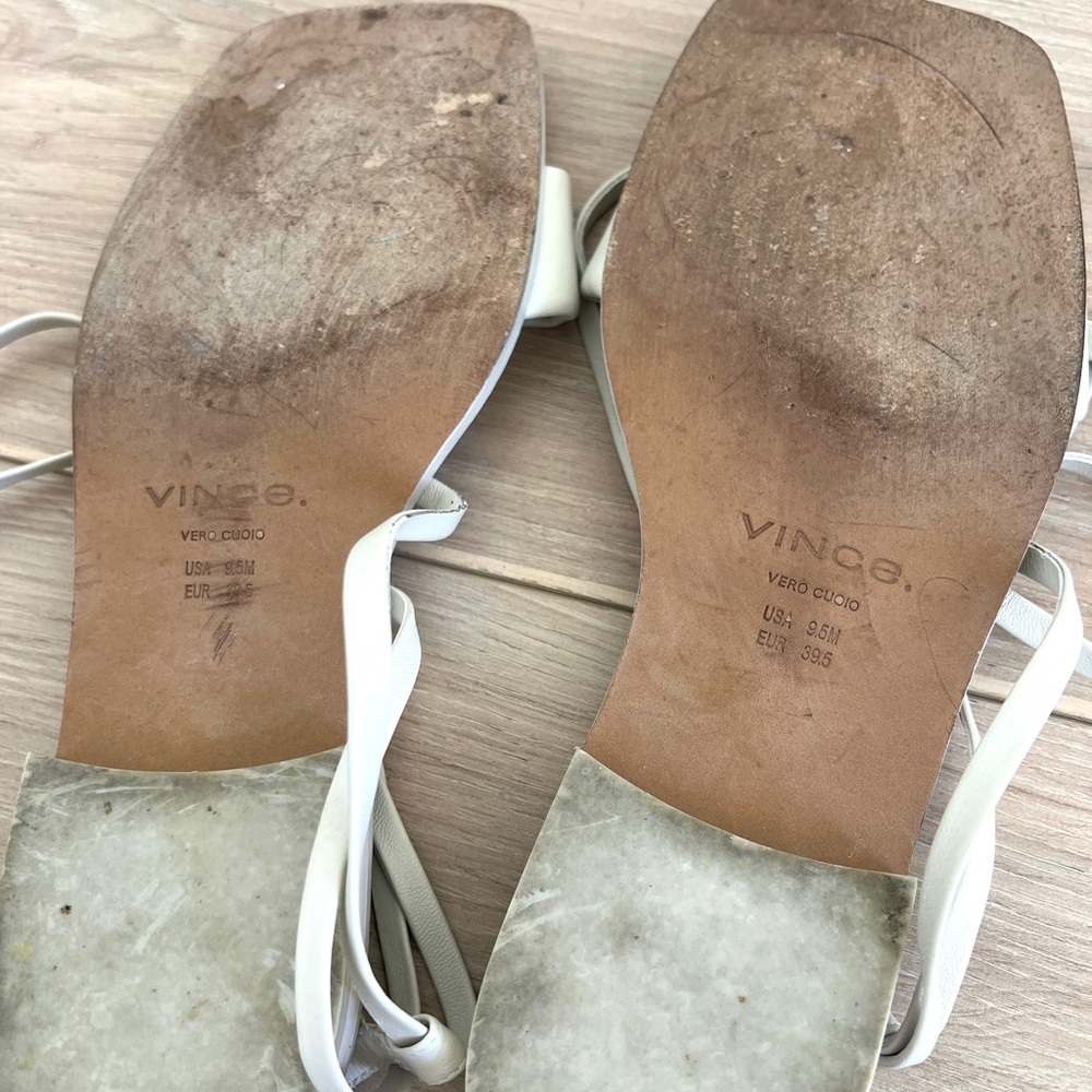 VINCE sandals / ivory leather Layla ankle wrap sandals / size 9.5 - Picture 6 of 6